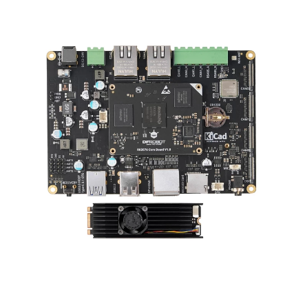 DFR1218-1 Kit de desarrollo de IA de borde RK3576 + RK1828 para LLM local, VLM y visión (acelerador de IA TOPS de 20, 5 GB de DRAM y cámara IMX415)