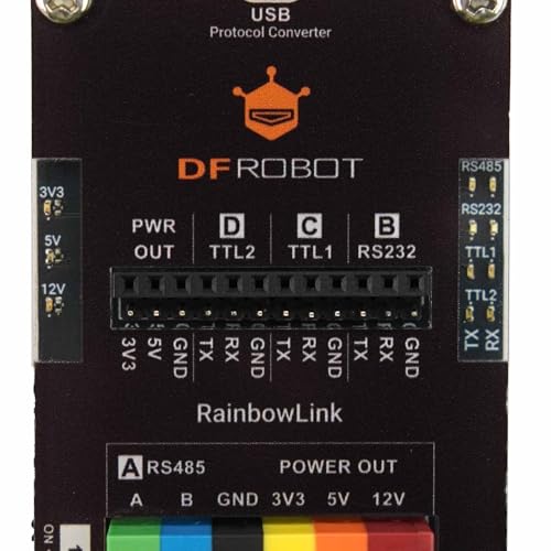 RainbowLink - Convertidor serie USB a RS485 / RS232 / TTL de 4 canales para cableado y pruebas fáciles, compatible con Windows y Linux #TEL0185