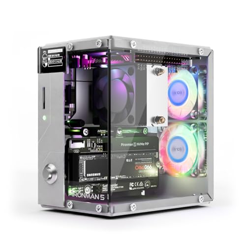 Pironman 5 NVMe M.2 SSD PCIe Mini PC Funda para Raspberry Pi 5 Hailo-8L AI Acelerador con Enfriador de Torre + Ventiladores RGB duales, Módulo OLED de 0.96 pulgadas PC SEMIENSAMBLADA