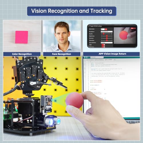 Mano de robot con Arduino UNO, código abierto AI Bionic mano robótica cinco dedos único movimiento brazo mecánico DIY robot inteligente y kits de ingeniería, conjunto de