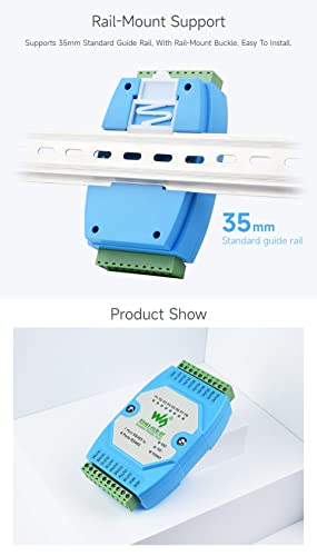 Waveshare Concentrador RS485 aislado de grado industrial de 8 Ch, soporte de montaje en riel, amplio rango de velocidad de baudios