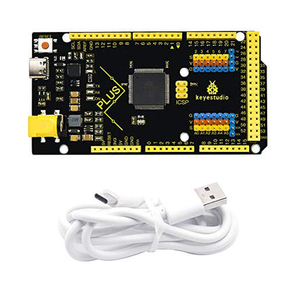 KEYESTUDIO Mega Plus 2560 R3 Board para Arduino con cable USB tipo C, salida 2A, tablero de contoller MCU más potente
