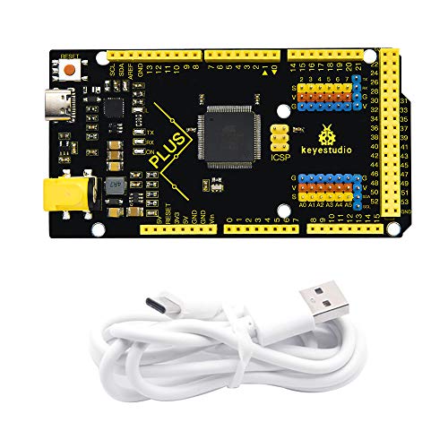 KEYESTUDIO Mega Plus 2560 R3 Board para Arduino con cable USB tipo C, salida 2A, tablero de contoller MCU más potente
