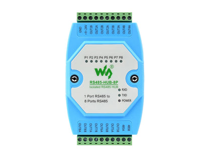 Waveshare Concentrador RS485 aislado de grado industrial de 8 Ch, soporte de montaje en riel, amplio rango de velocidad de baudios