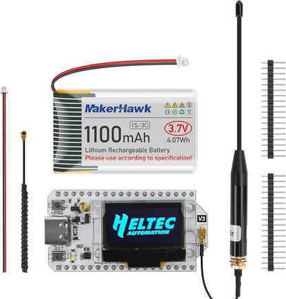 ESP32 LoRa V3 Placa de módulo con batería de 3000 mAh - con antena de 915 MHz y dispositivos de carcasa SX1262 LoRa V3 para Meshtastic Arduino LoRawan IOT