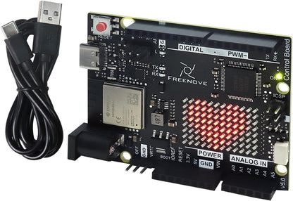 Freenove Tablero de control V5 Rev4 WiFi (compatible con Arduino IDE), microcontrolador Arm Cortex-M4, ESP32-S3 integrado, matriz LED, conector USB-C, proyectos de ejemplo y tutorial de código