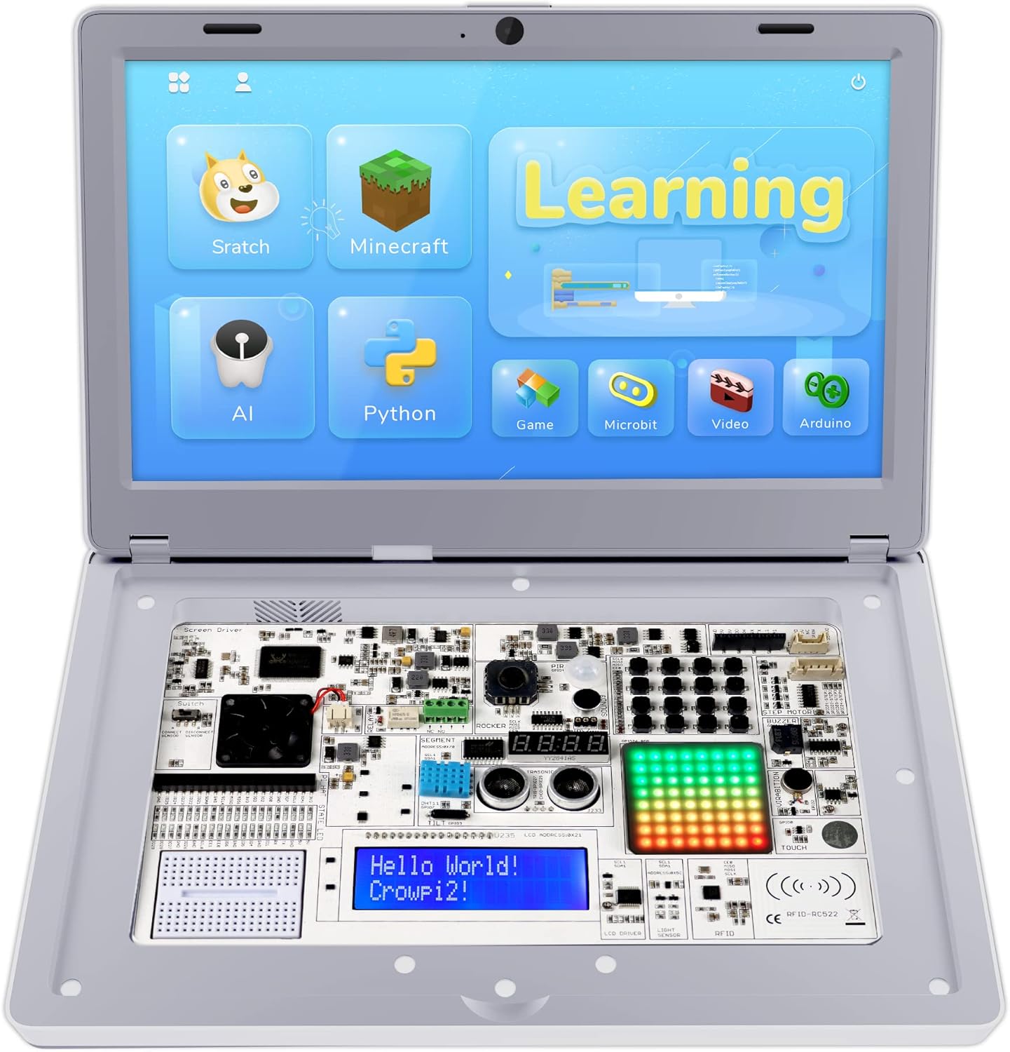 Computadora portátil de programación para Raspberry Pi, para Raspberry Pi 4, CrowPi2 programación portátil, computadora de placa única - Kit avanzado