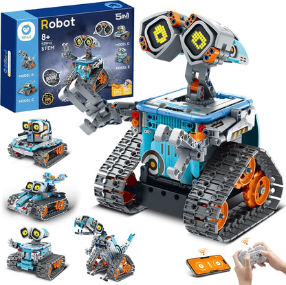 Sillbird Kit de construcción de robot con control remoto para niños de 8 a 14 años, juguete técnico de robótica de codificación STEM, regalos creativos de cumpleaños para niños, modelos 5 en 1