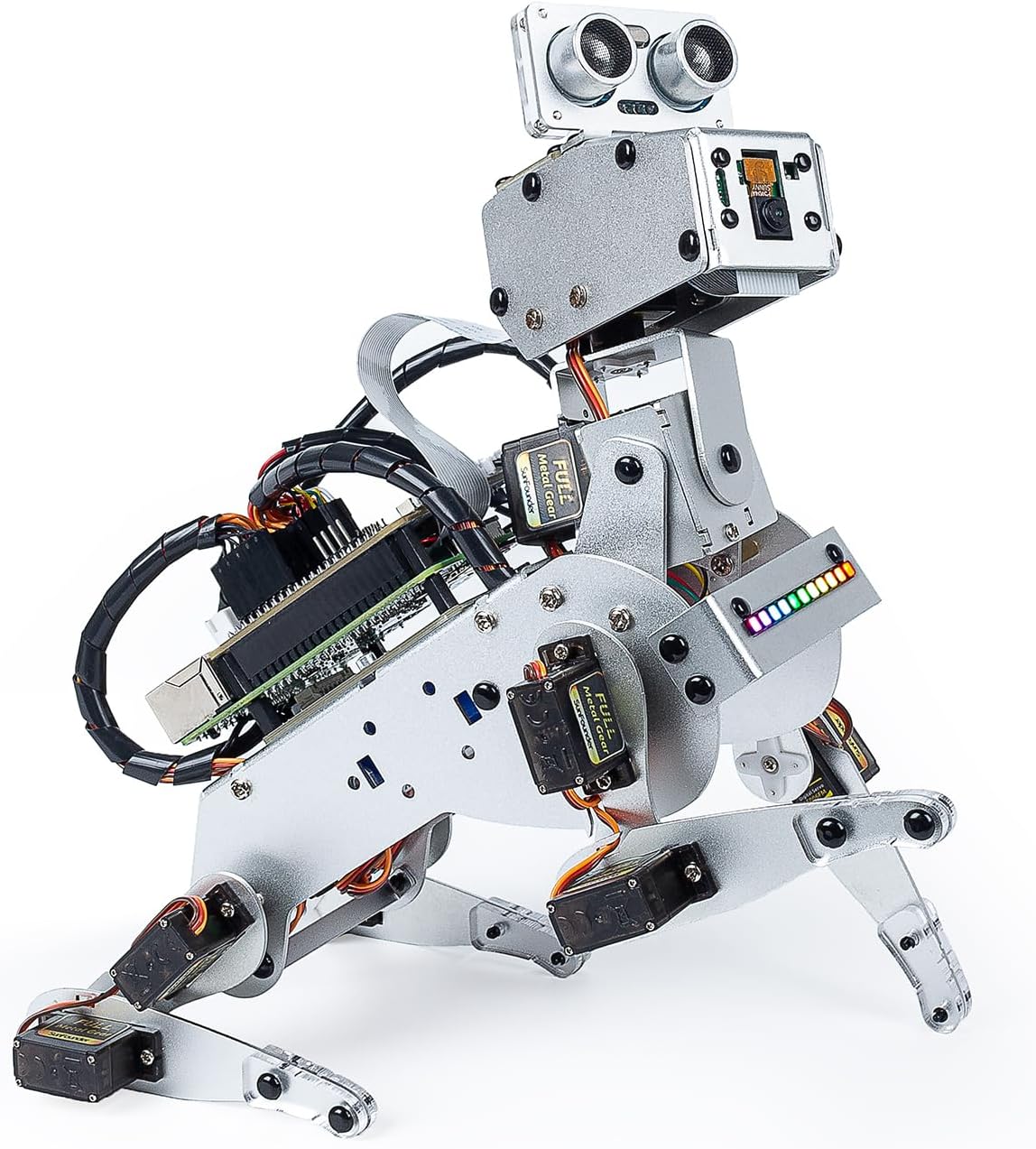 SunFounder PiDog AI Robot Dog Kit para Raspberry Pi 4/3B+/3B/Zero 2W, ChatGPT-4o habilitado con comando de voz y reconocimiento de video, control de aplicaciones, FPV, 12 servos, giroscopio, cámara,