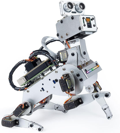 SunFounder PiDog AI Robot Dog Kit para Raspberry Pi 4/3B+/3B/Zero 2W, ChatGPT-4o habilitado con comando de voz y reconocimiento de video, control de aplicaciones, FPV, 12 servos, giroscopio, cámara,